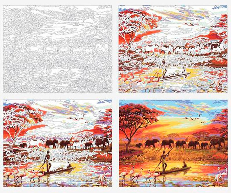 Funny Giraffes Paint by Number Kit Adult Giraffe DIY Painting Etsy