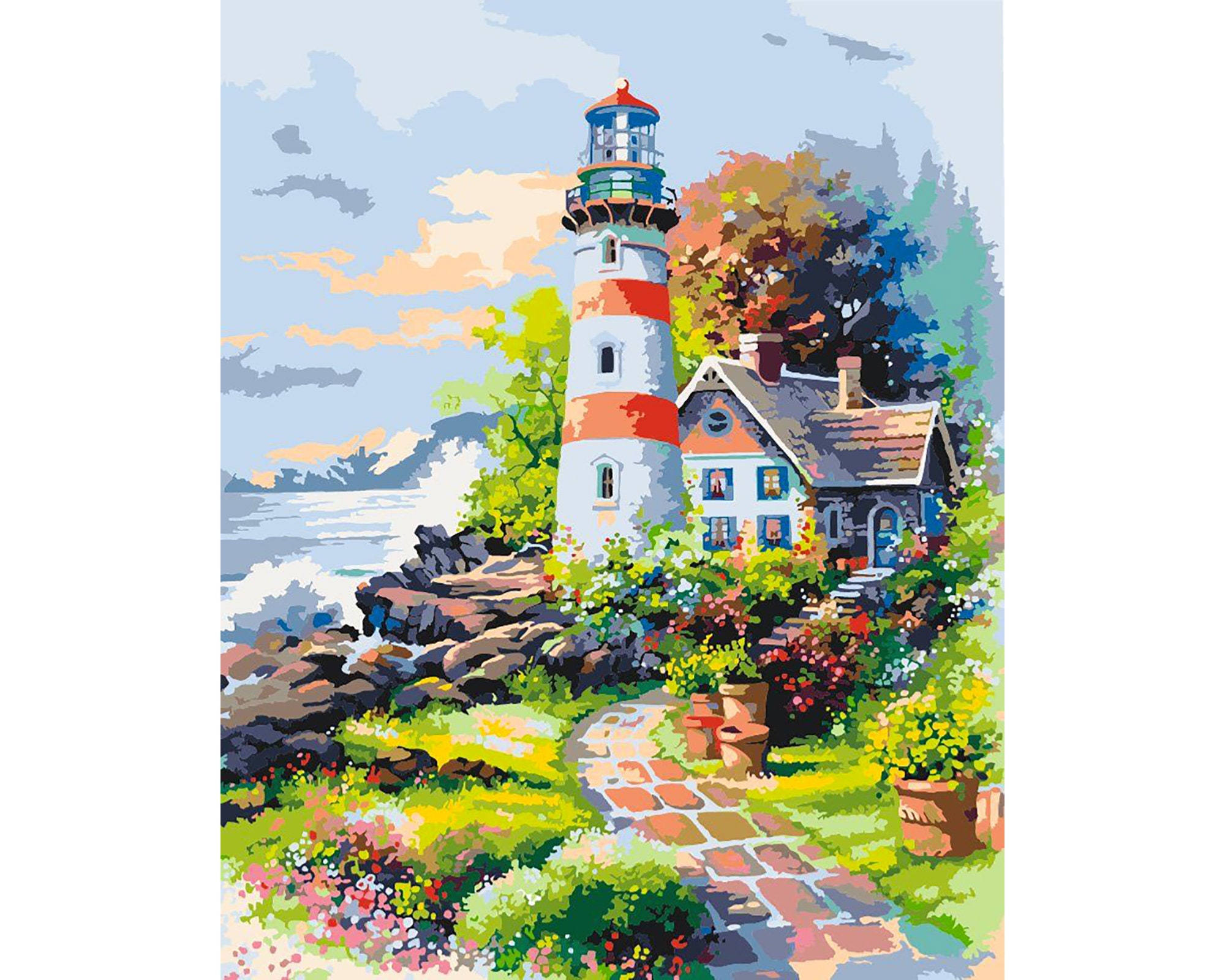 Paint by number kit adult Lighthouse Framed Canvas Etsy