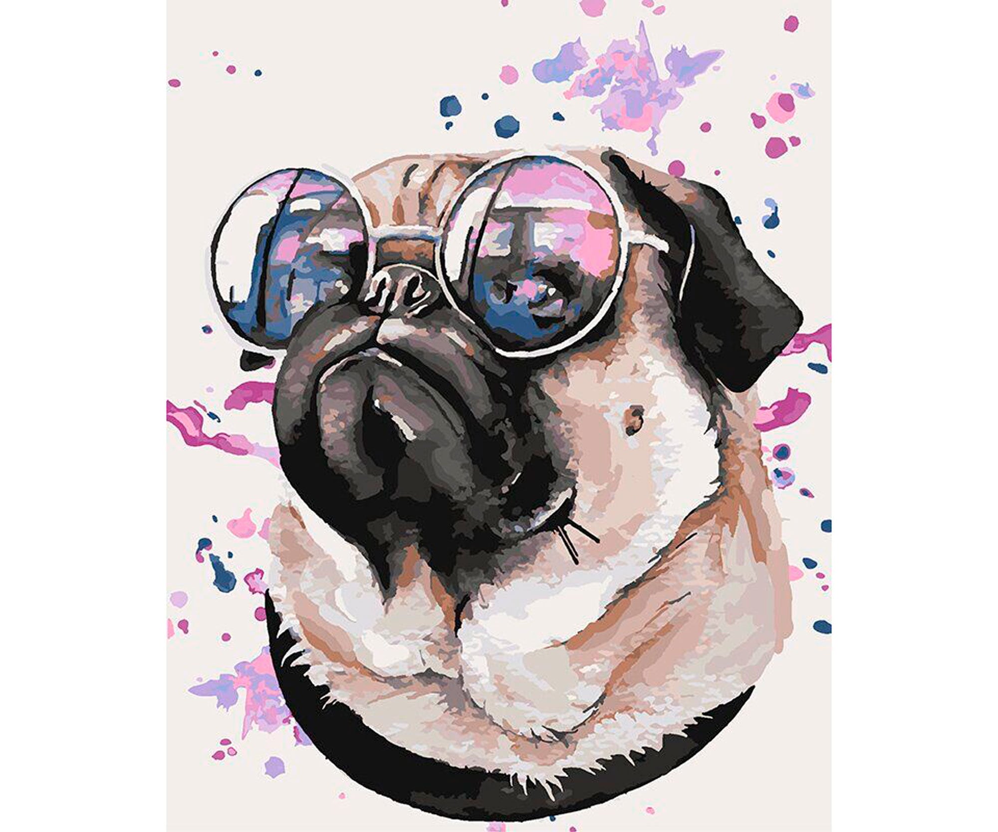 Dog paint by number kit adult Pug paint by numbers dog With Etsy