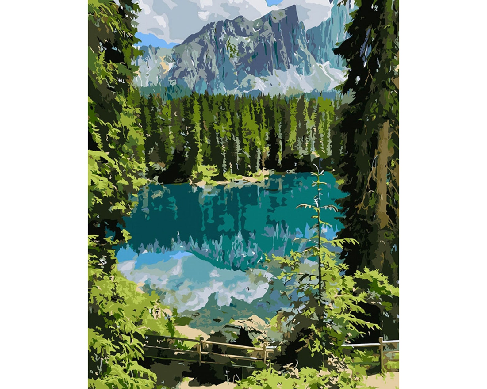 Lake paint by number kit adult Painting by numbers forest | Etsy