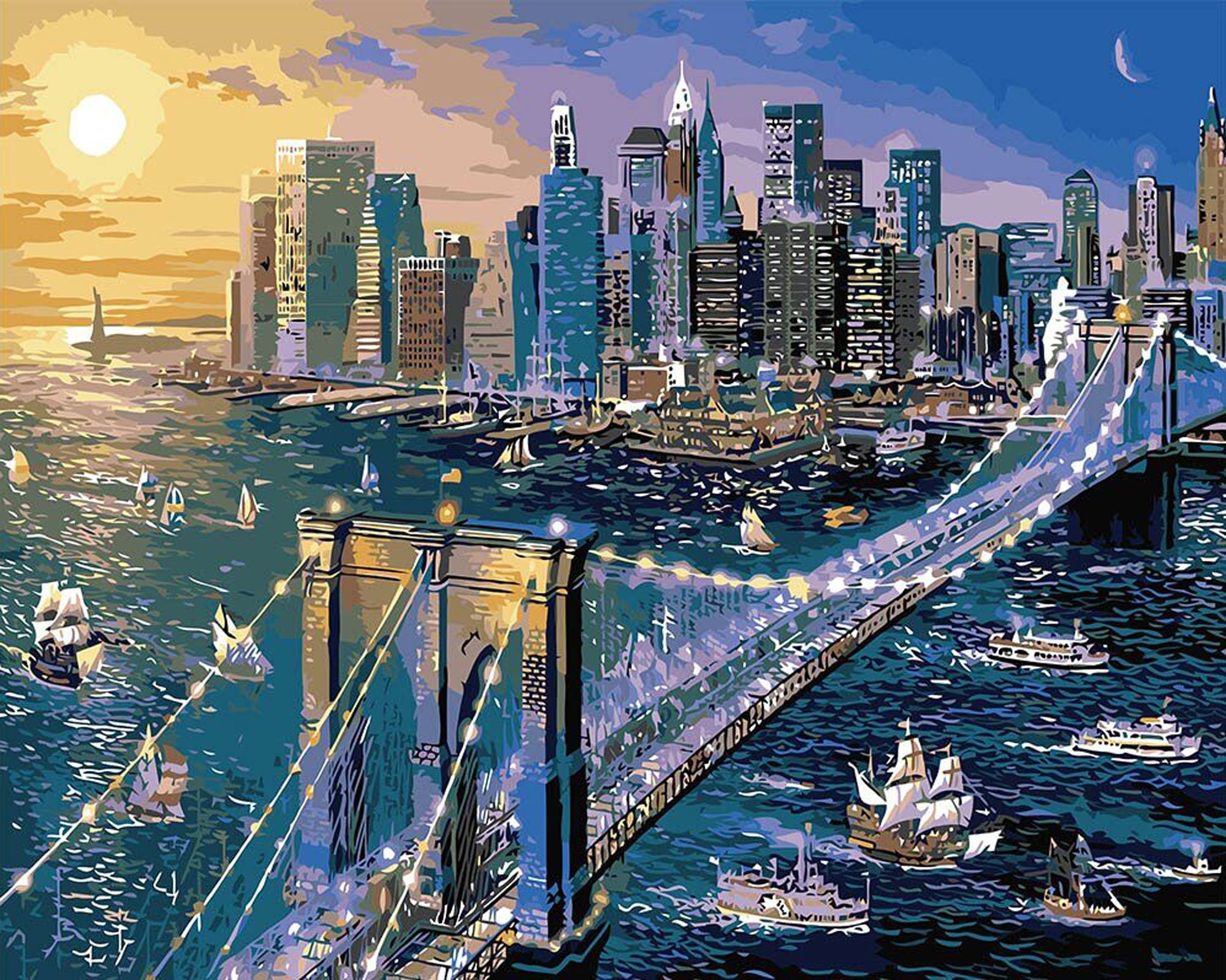 New York Paint by number kit adult Bridge painting by numbers Etsy