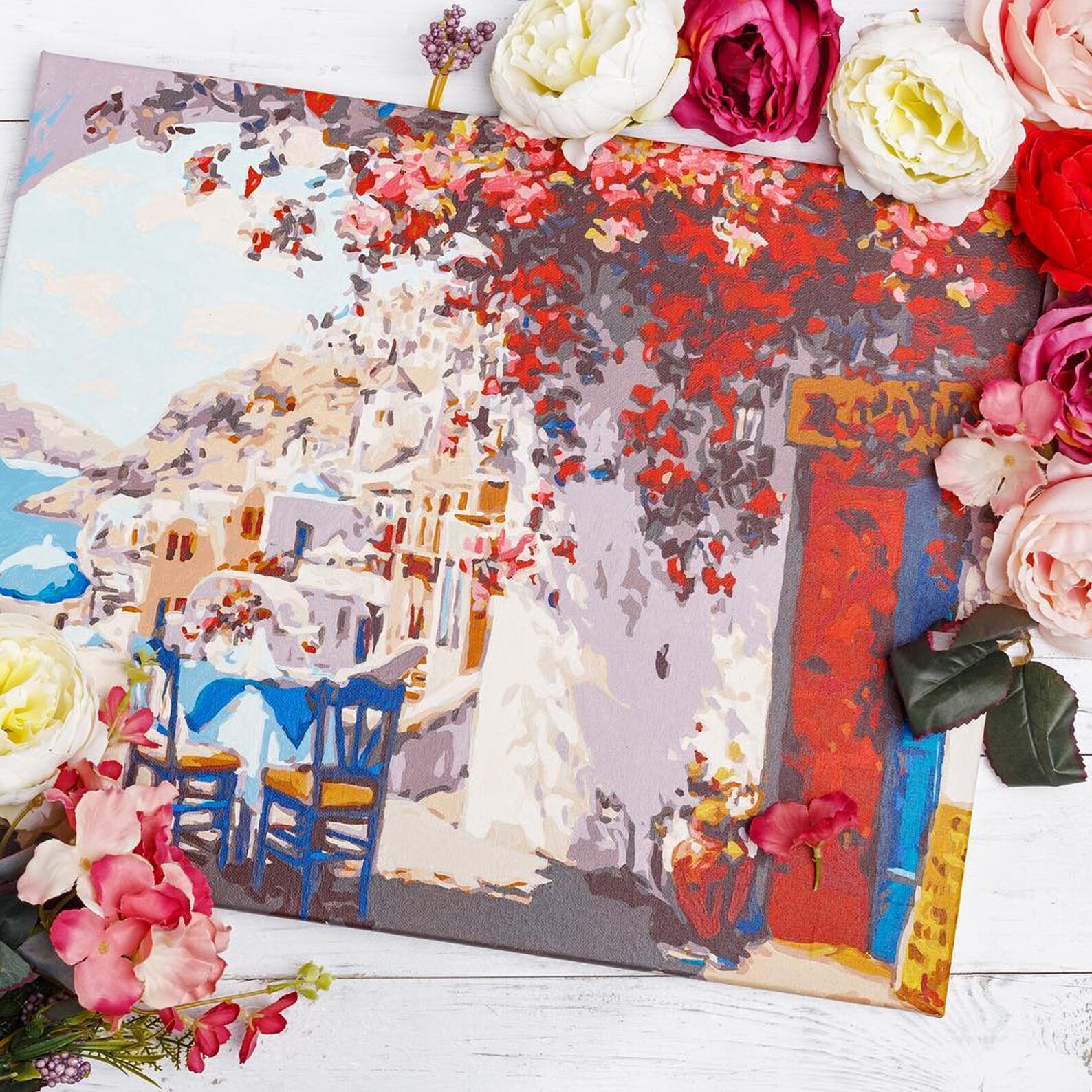 Paint by number kit adult Santorini Greece paint by numbers Etsy