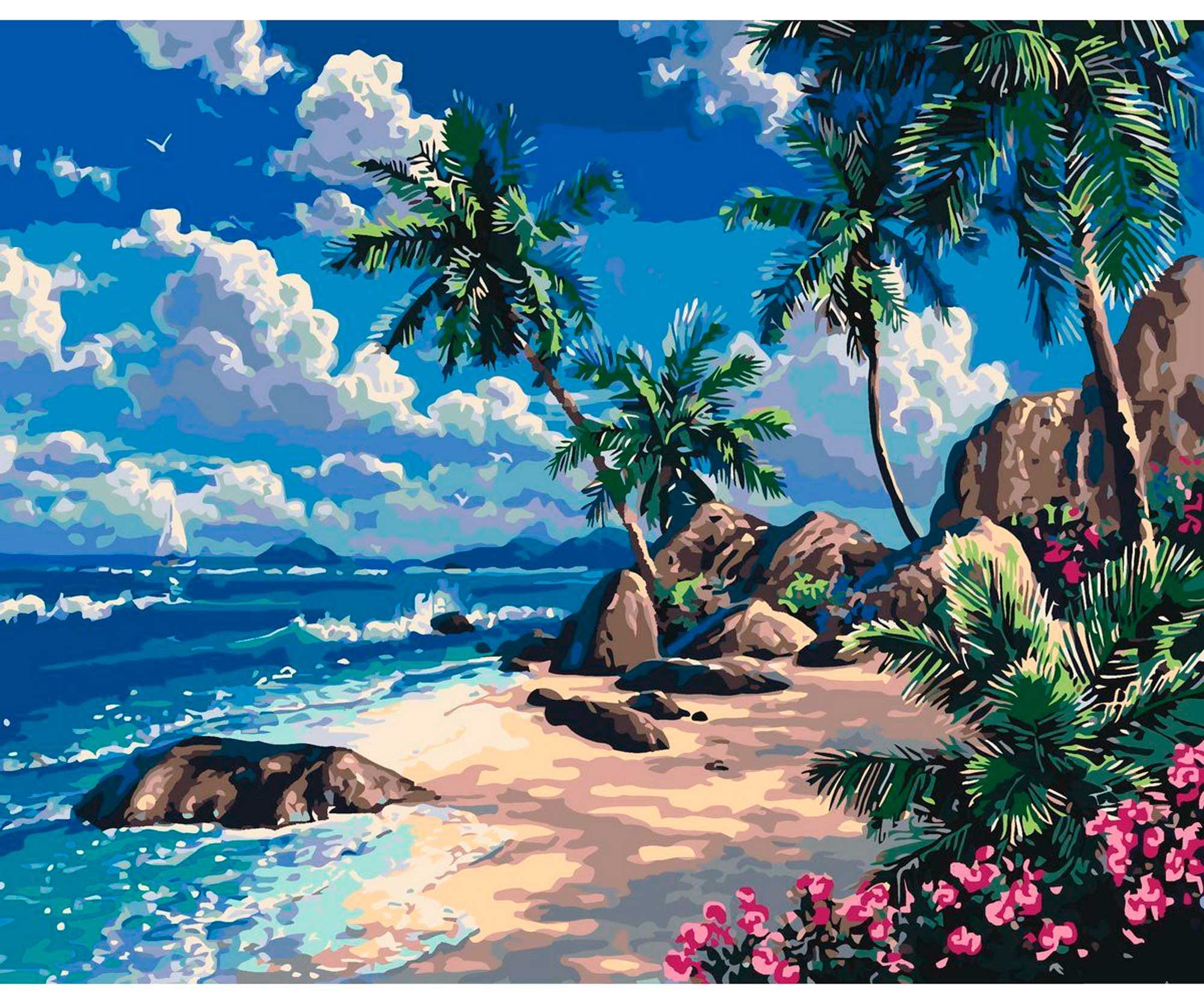 Seaside Paint by number kit adult Beach paint by numbers for Etsy