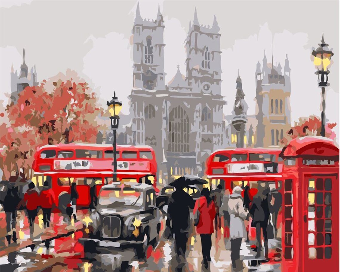 London Paint by number kit adult England paint by numbers for Etsy
