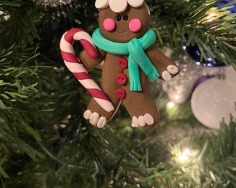 Clay Christmas Ornament- Handmade Gingerbread Man Christmas Tree Ornament