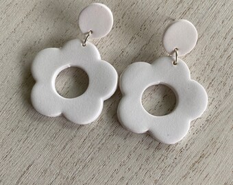 Funky Flower Dangle Earrings | Handmade Polymer Clay Earrings | 70’s Retro Earrings