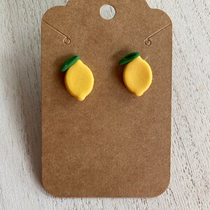 Lemon Stud Clay Earrings | Handmade Polymer Clay Stud Earrings