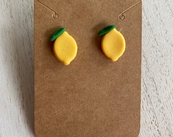 Lemon Stud Clay Earrings | Handmade Polymer Clay Stud Earrings