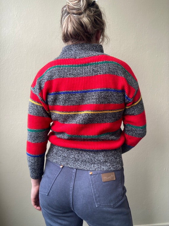 Colorful Salt & Pepper Striped Pullover Sweater, … - image 9
