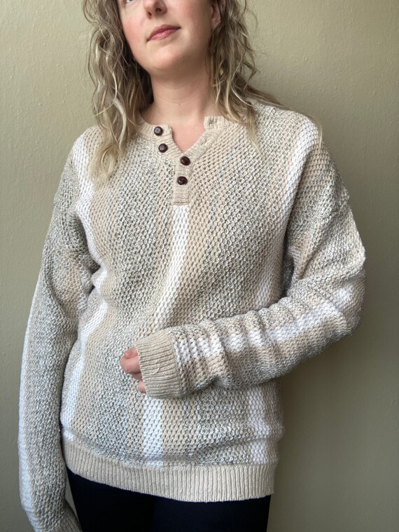 90's Striped Pullover Knit Sweater, Size XL - image 9