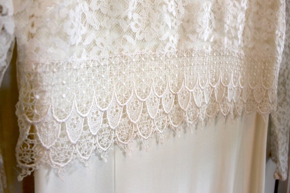 Vintage White Crepe and Lace Dress, 90's Era - image 5