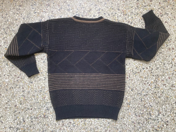 90's Black & Brown Knit Pullover, Size S - image 7