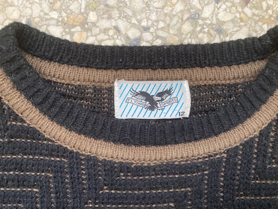 90's Black & Brown Knit Pullover, Size S - image 5