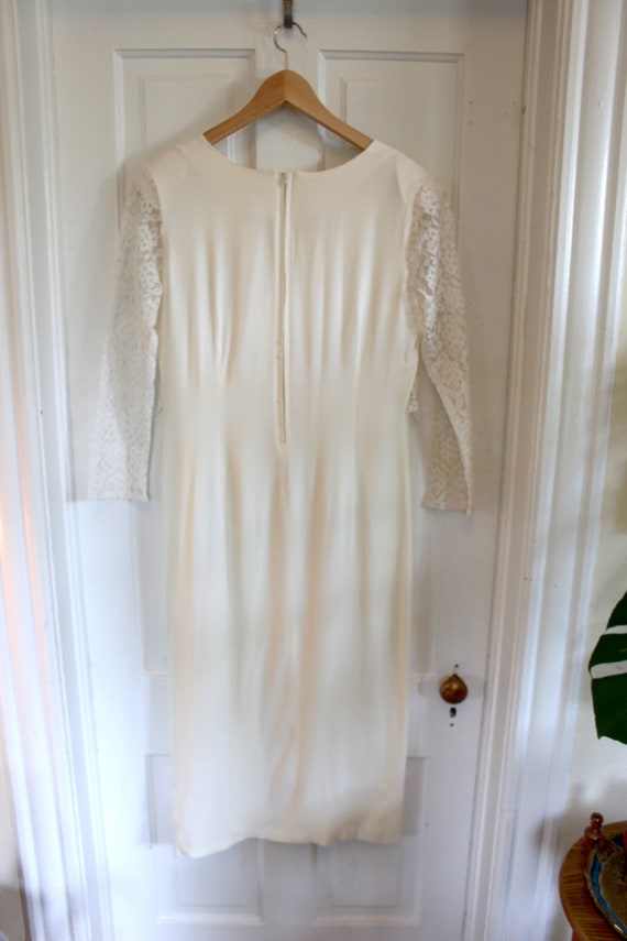 Vintage White Crepe and Lace Dress, 90's Era - image 8