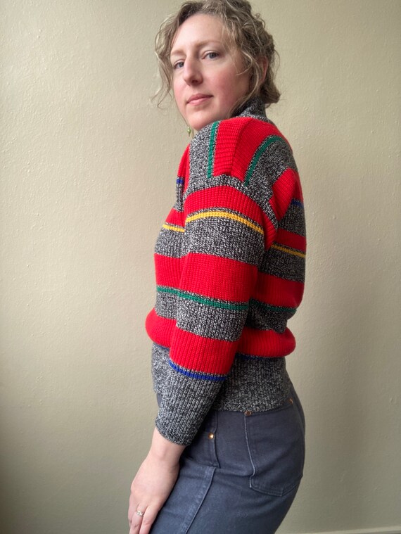 Colorful Salt & Pepper Striped Pullover Sweater, … - image 3