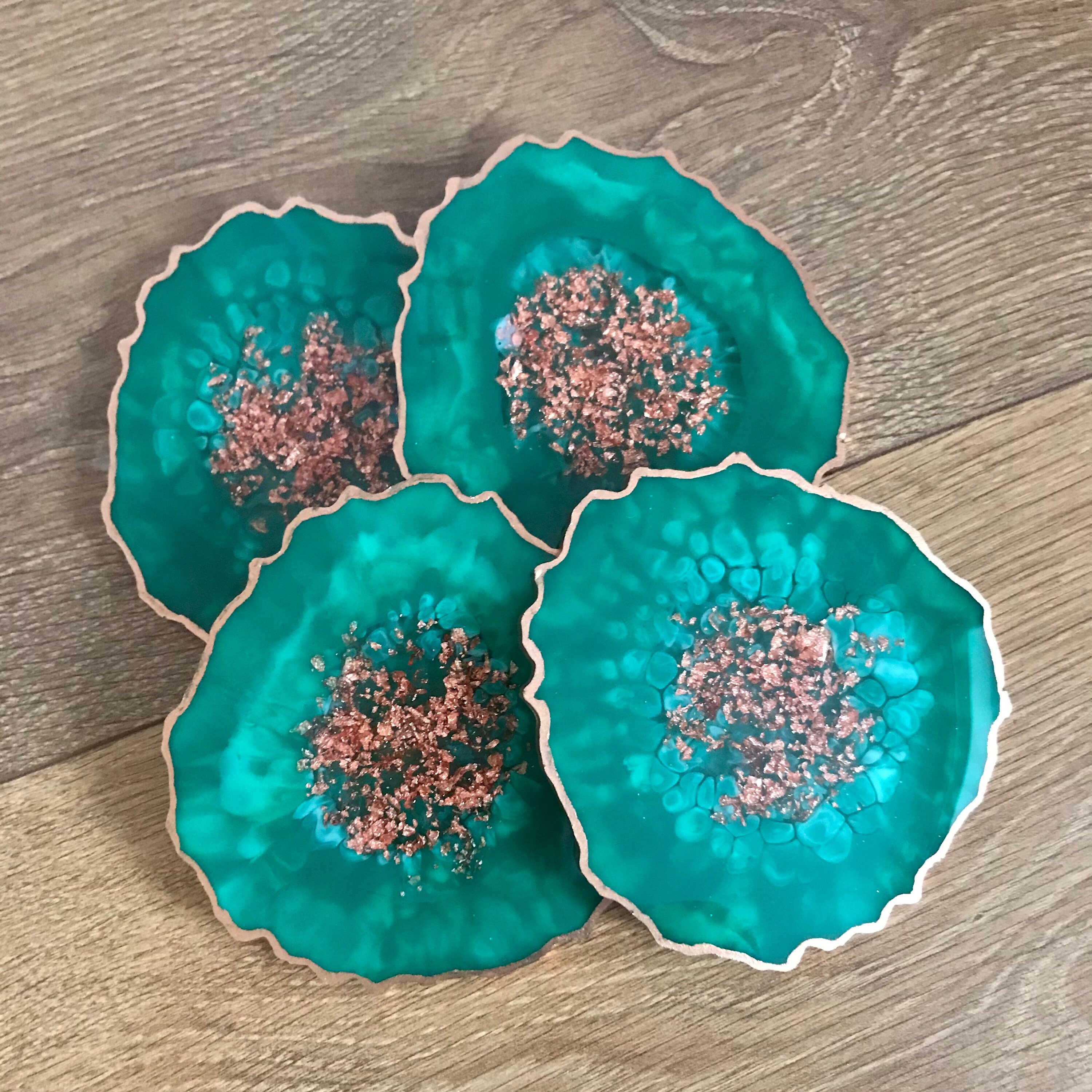 Emerald Green Resin Coasters Agate/geode Style Coasters Home Etsy UK