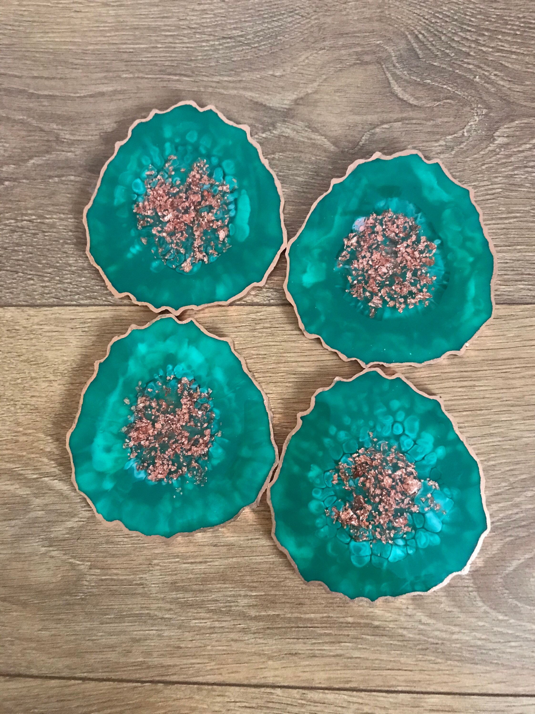 Emerald Green Resin Coasters Agate/geode Style Coasters Home Etsy UK