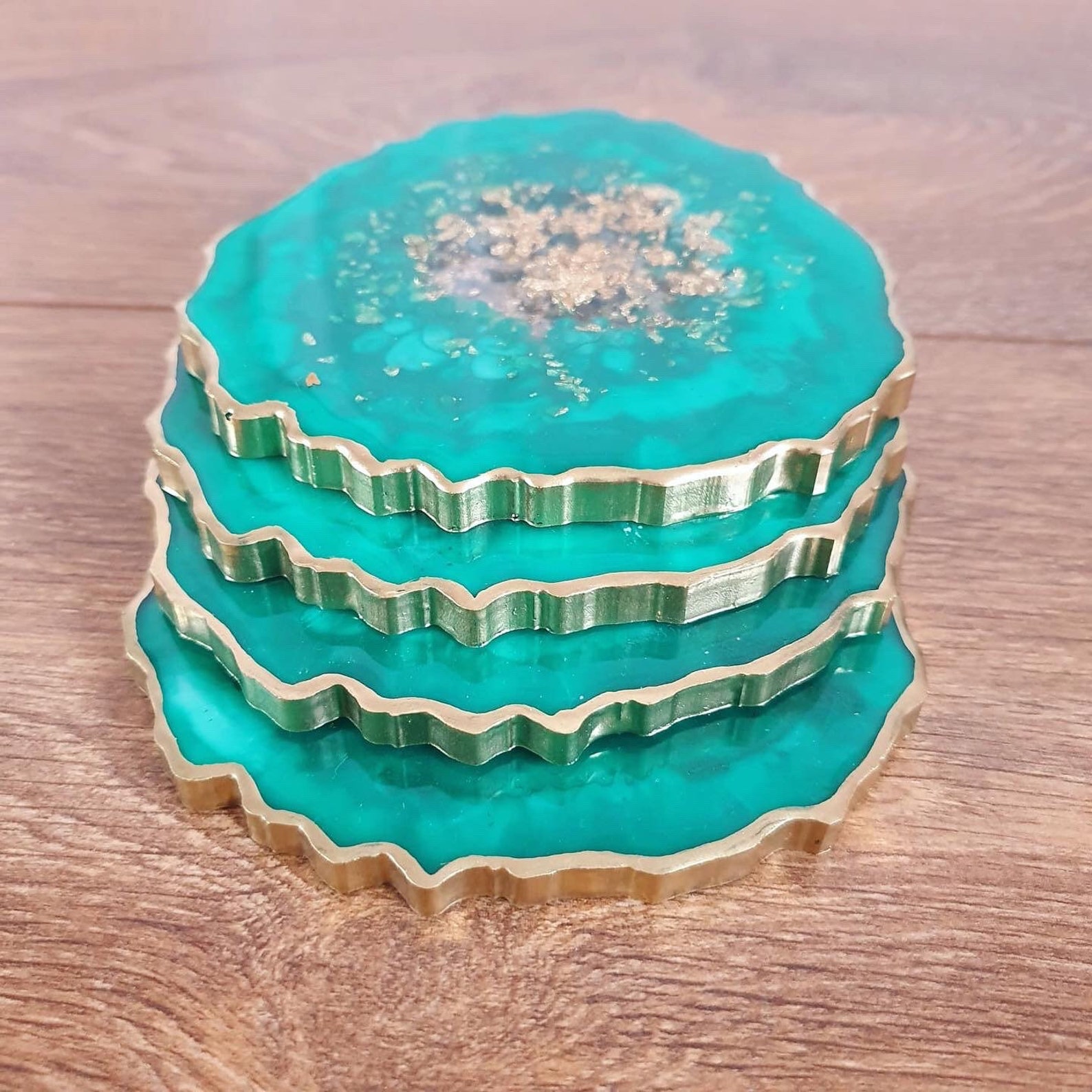 Emerald Green Resin Coasters Agate/geode Style Coasters Home Etsy UK