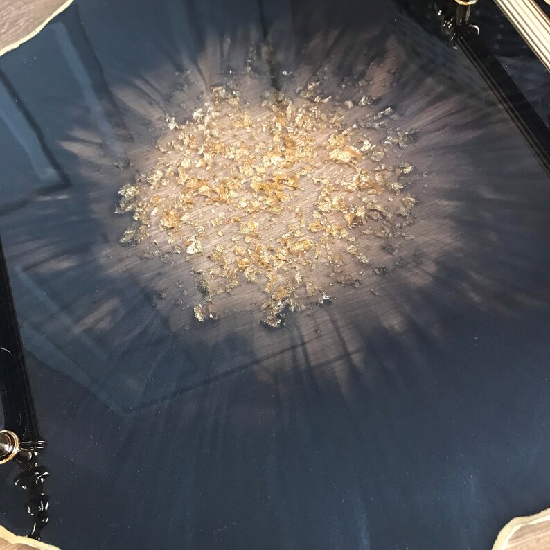 Black Resin Tray With Gold Handles Black and Gold Display Etsy Canada