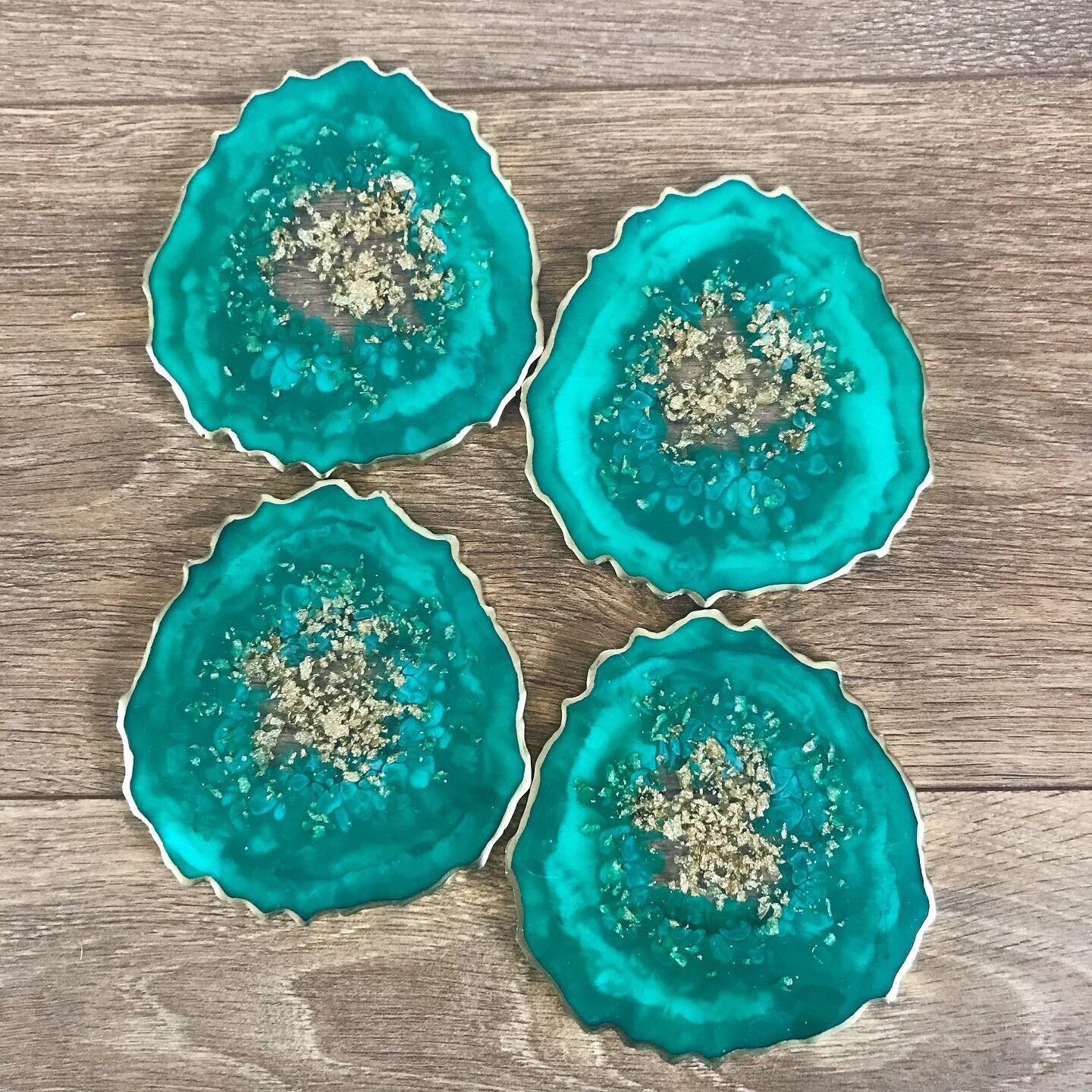 Emerald Green Resin Coasters Agate/geode Style Coasters Home Etsy UK