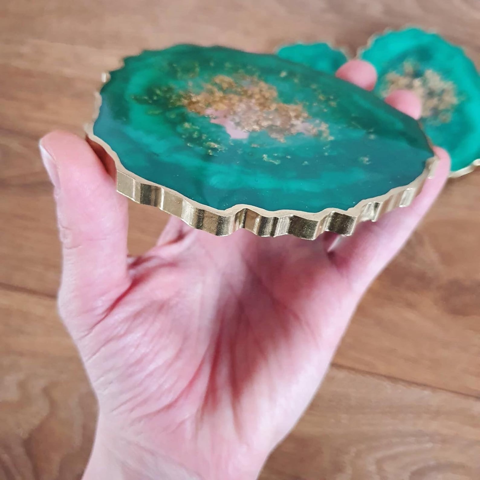 Emerald Green Resin Coasters Agate/geode Style Coasters Home Etsy UK