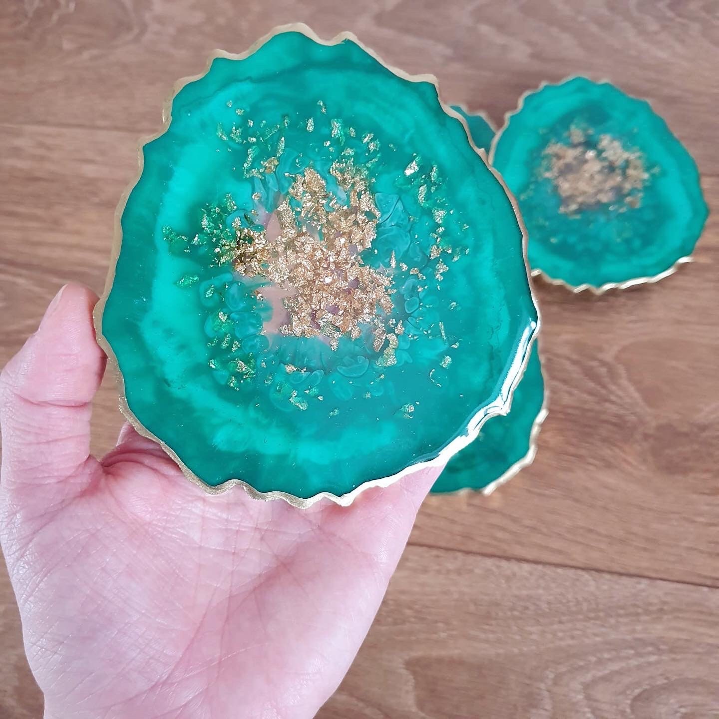 Emerald Green Resin Coasters Agate/geode Style Coasters Home Etsy UK
