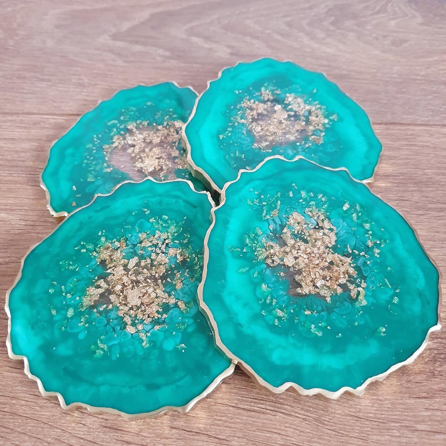 Emerald Green Resin Coasters Agate/geode Style Coasters Home Etsy UK