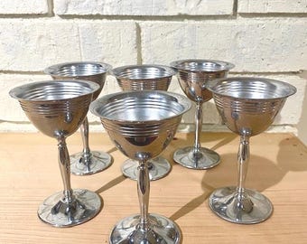 Copas de cóctel vintage Farberware con tallo cromado, 6 unidades