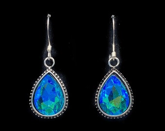 Silver & Blue Swarovski Crystal Earrings
