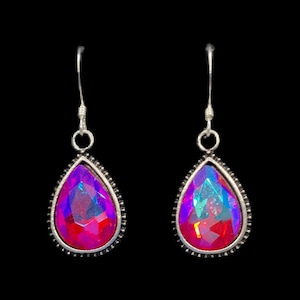Silver & Pink Swarovski Crystal Earrings