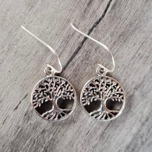 Sterling Silver Circular Tree Of Life Earrings