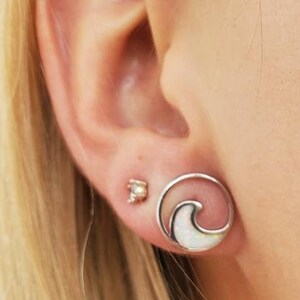 Sterling Silver & Opal Wave Design Post Earrings!
