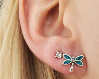 Sterling Silver & Inlaid Turquoise Firefly Earrings!