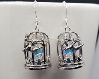 EoCot Silver Plated Earrings Austrian Crystal Star Circle Earrings Stud for Women Girls
