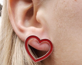 Sterling Silver Heart Stud Earrings!