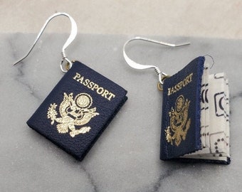 Passport Earrings - Pages Open with Country Stamps!