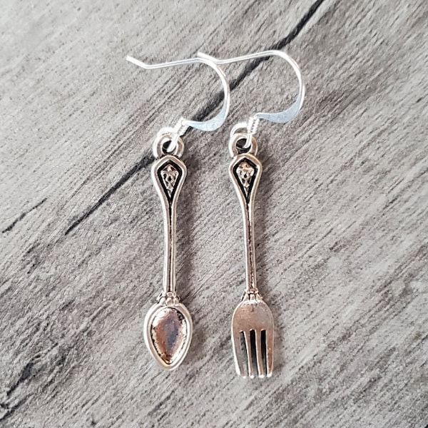 Darling Silver Fork & Spoon Earrings - Perfect Gift For Your Favorite Essential Restaurant Worker!