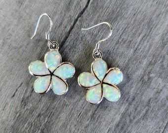 Opal & Sterling Silver Flower Earrings