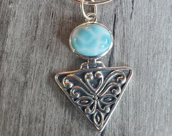 Sterling Silver Larimar Pendant | Etsy