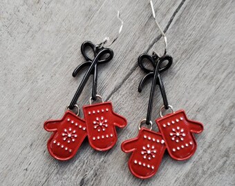 Red Mitten Earrings