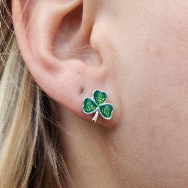 Silver & Green Shamrock Earrings • Gifts for Her • St. Patrick's Day • Celtic • Irish