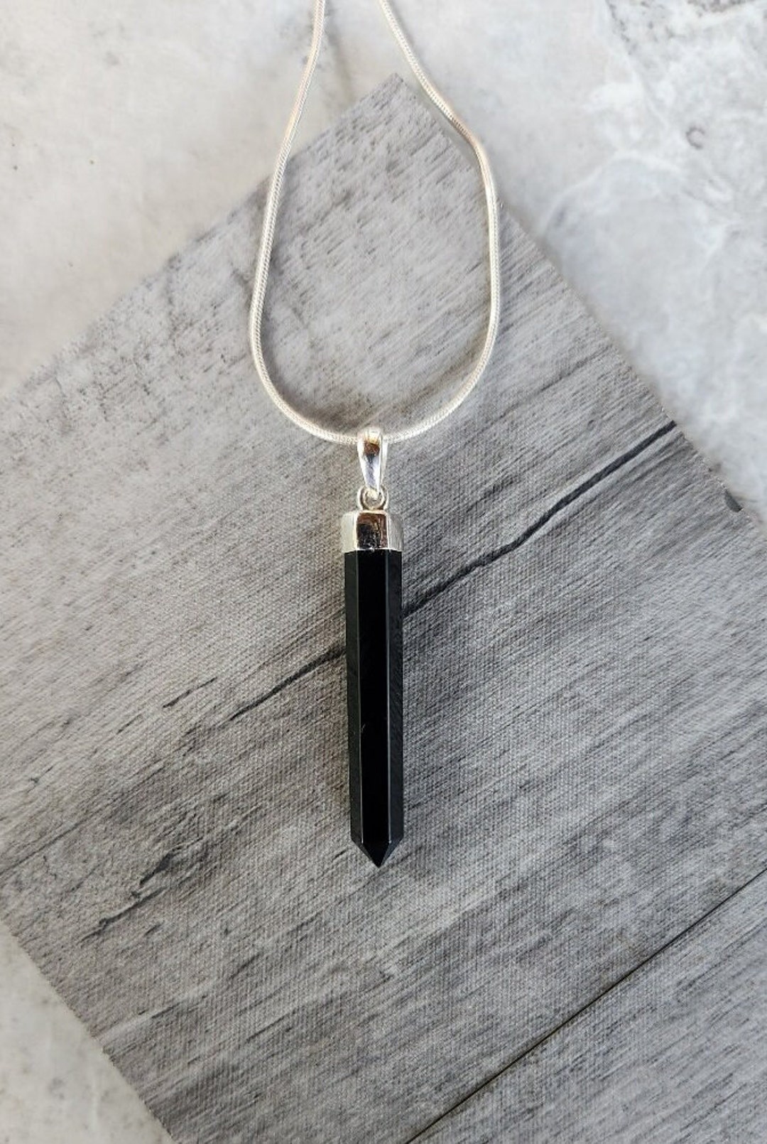 ★Hei★ [sv925] onyx point necklace BLACK ONYX CRYSTAL POINT NECKLACE – STONE COLD HAWK