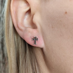 Genuine 925 Sterling Silver Cross Earrings • Gifts for Her • Trending • Handmade