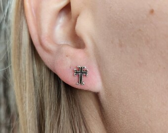 Genuine 925 Sterling Silver Cross Earrings • Gifts for Her • Trending • Handmade