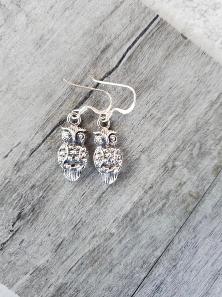 Awesome Sterling Silver Patina'd Owl Earrings!