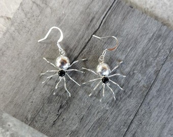 Sterling Silver & Black Onyx Spider Earrings - Perfect for Halloween!