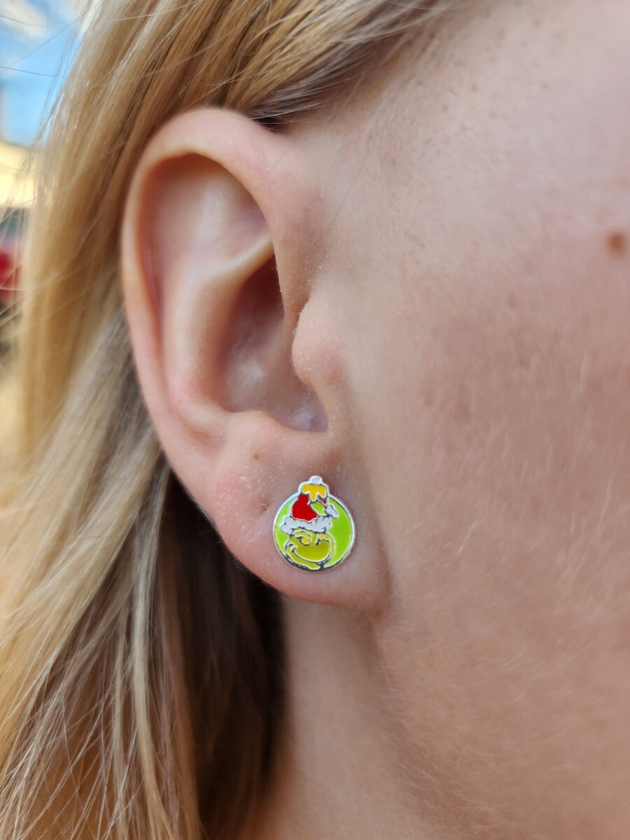 Sterling Silver Grinch Post Earrings