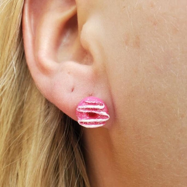 Darling Sterling Silver Pink Donut Post Earrings
