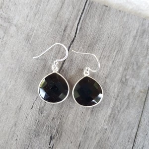 Black Onyx & Sterling Silver Teardrop Earrings
