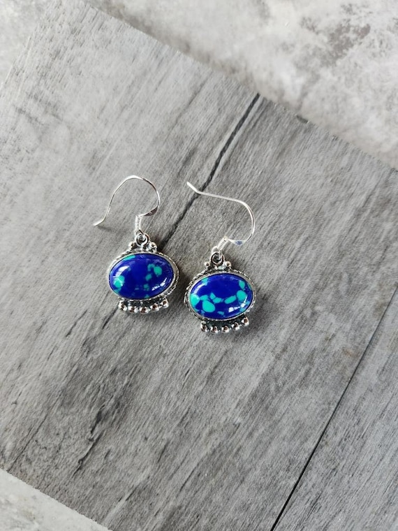 Sterling Silver & Chrysocolla Earrings